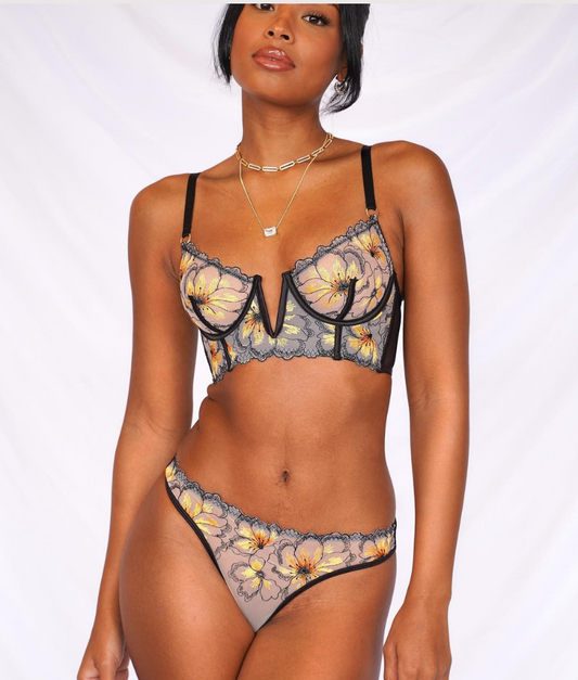 Josephine deep plunge bustier set