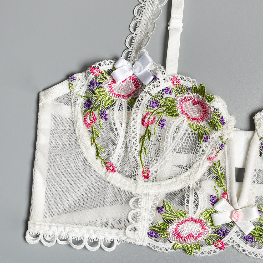 White floral lace bustier set