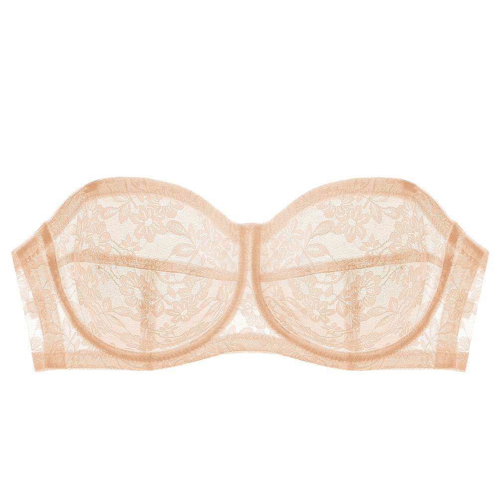 Strapless lace bra