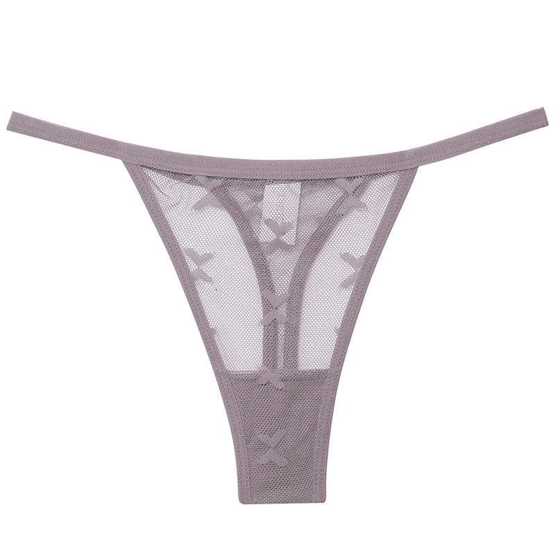 Sheer patterned thong