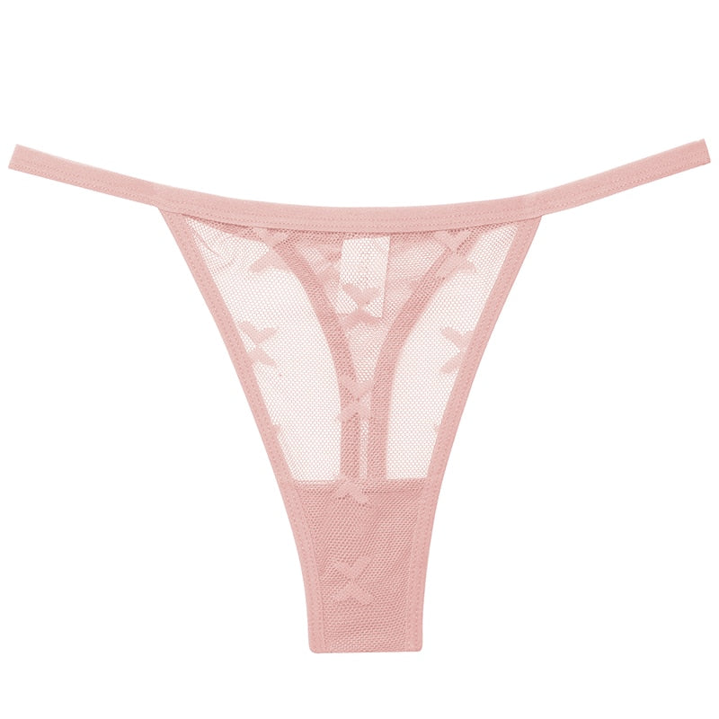 Sheer patterned thong